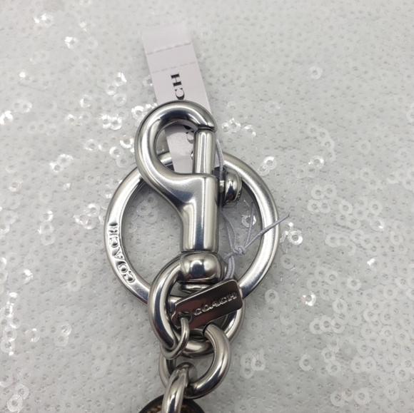 Coach Wildflower Silvertone & Khaki  Signature Logo Bag Charm Keyring - Picture 8 of 10
